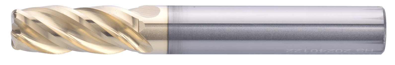 12 mm Carbide End Mill, 0.5 mm Corner Radius, 4 Flutes, Standard length, For P, M, S materials, AlTiN/Zr coating, LOC 30 mm