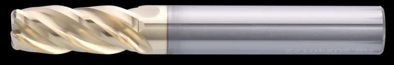 12 mm Carbide End Mill, 2 mm Corner Radius, 4 Flutes, Standard length, For P, M, S materials, AlTiN/Zr coating, LOC 30 mm