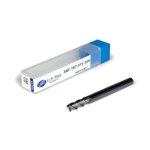 3/16" Carbide End Mill, 3 flutes, Bull Nose - R0.015", 0.5" LOC, Uncoated