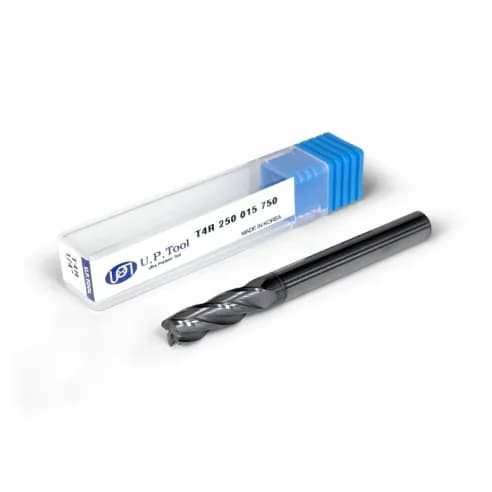 1/4" Carbide End Mill, 4 flutes, Bull Nose - R0.015", 0.75" LOC, AlCrN Coated