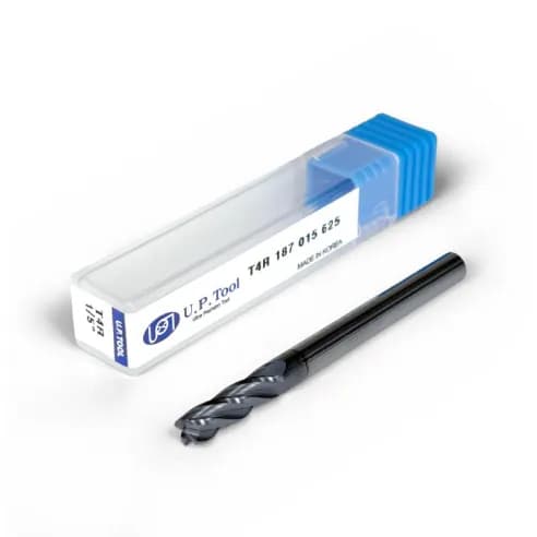 3/16" Carbide End Mill, 4 flutes, Bull Nose - R0.015", 0.625" LOC, AlCrN Coated