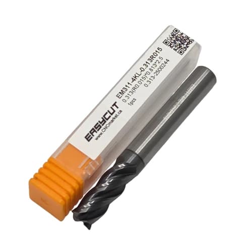 5/16 Carbide End Mill, 0.015 Corner Radius (1/64), 4 Flutes, Standard length, For P, M, K materials, AlCrN coated, LOC 0.813