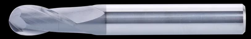 2 mm Carbide End Mill, 2 Flutes, Ball Nose, Standard length, For P, M, K materials, AlCrN coated, LOC 4 mm