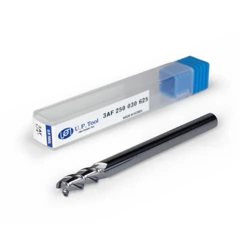 1/4" Carbide End Mill, 3 flutes, Bull Nose - R0.03", 0.625" LOC, Uncoated
