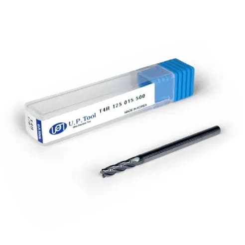 1/8" Carbide End Mill, 4 flutes, Bull Nose - R0.015", 0.5" LOC, AlCrN Coated
