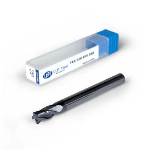 1/4" Carbide End Mill, 4 flutes, Bull Nose - R0.015", 0.5" LOC, AlCrN Coated
