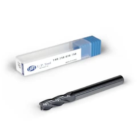 1/4" Carbide End Mill, 4 flutes, Bull Nose - R0.03", 0.75" LOC, AlCrN Coated