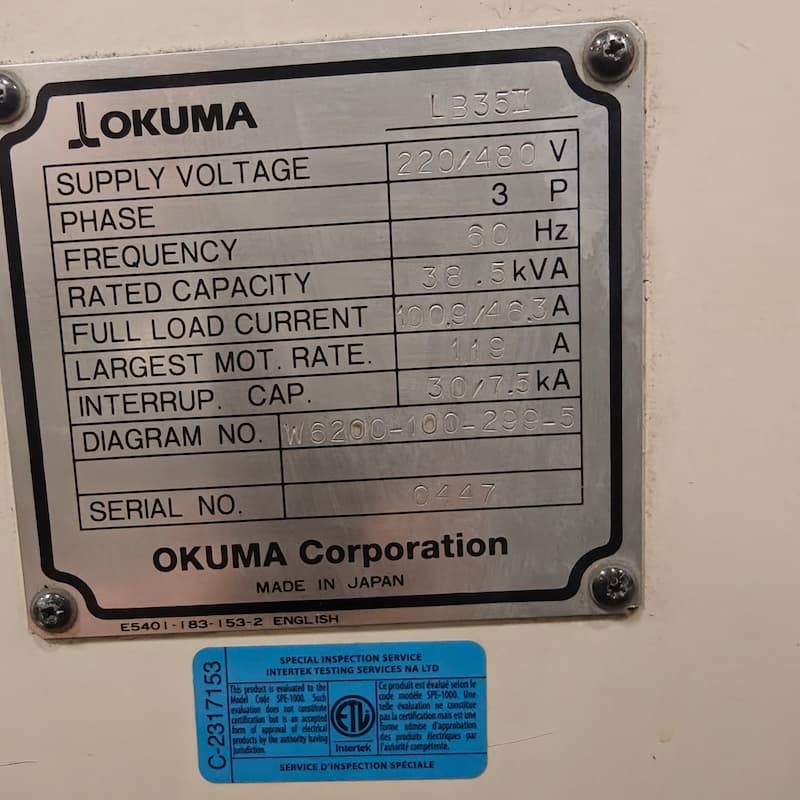 Okuma LB35II-M, year 2000, SN 0447